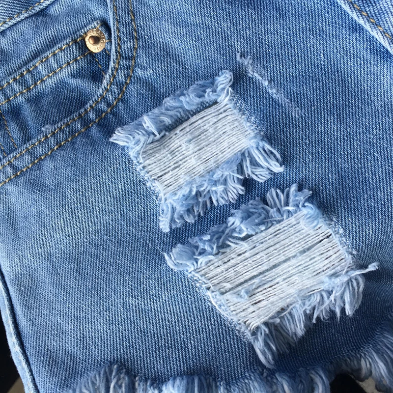 

Boyfriend Ripped High Waist Blue Women Denim Shorts 2018 Summer New Brand European Style Tassel Sexy Woman Short Jeans femme