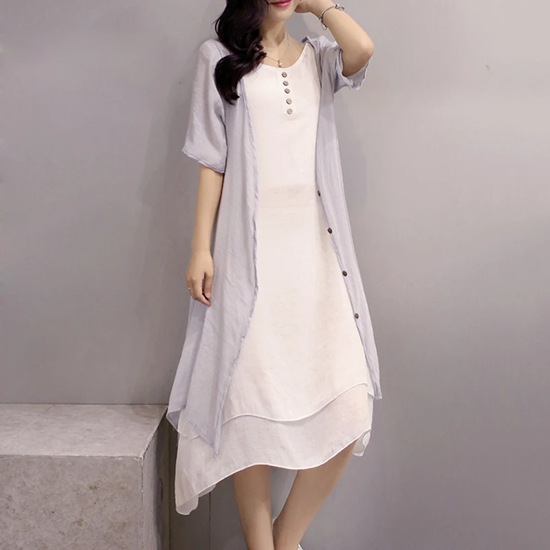 Женское платье кимоно из хлопка и льна больших размеров 3xl 4xl 5xl длинное без