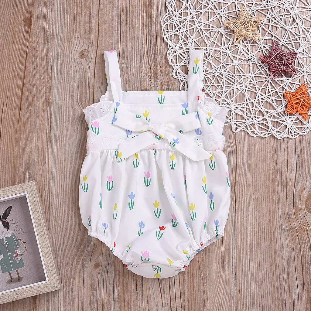 Комбинезон для маленьких девочек Летний комбинезон без рукавов с цветочным