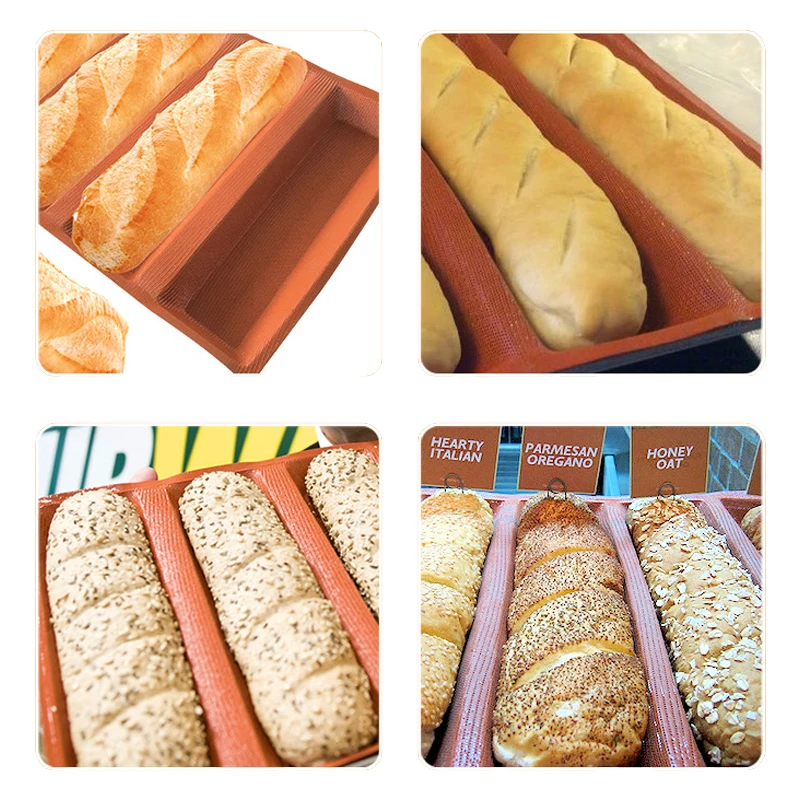 Коричневая пористая 4-полостная силиконовая форма Meibum длинная квадратная для