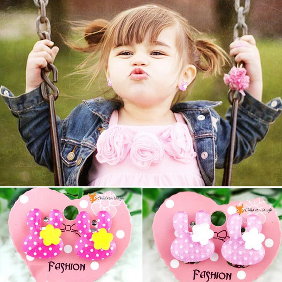 Прекрасный Красный Цвет Кролик без серьга дырка Смола уха Клипсы из драгоценных