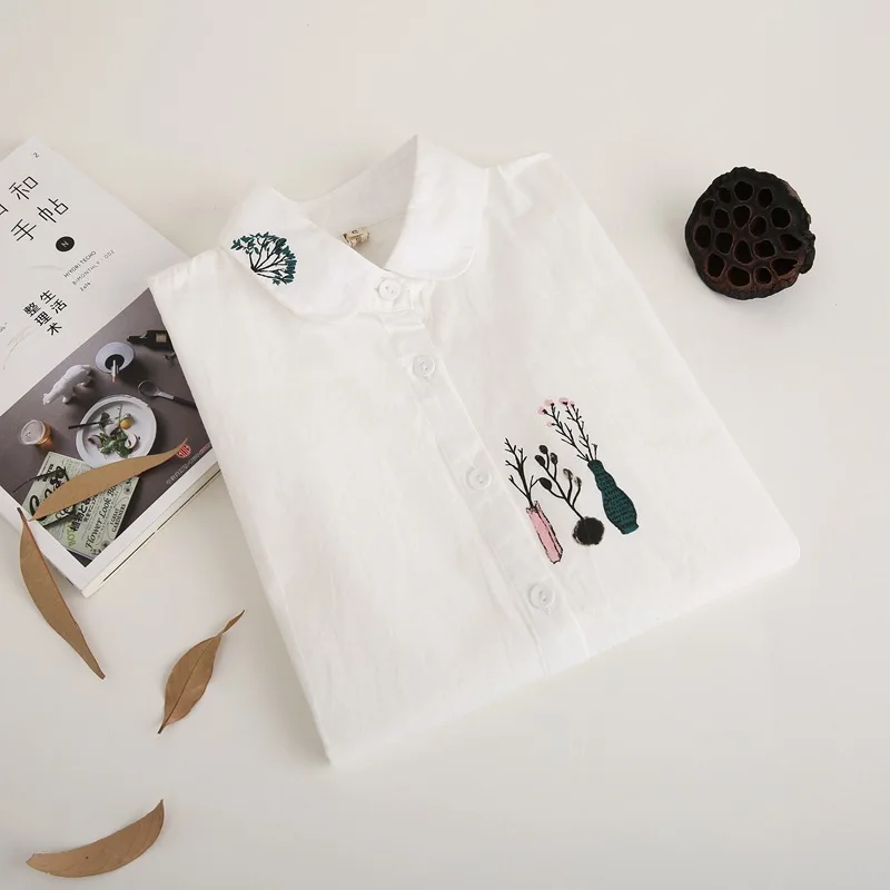 

Exquisite Printed Women's Cotton White Shirt