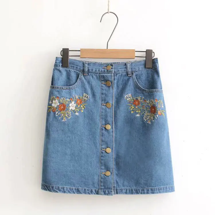 Юбка женская джинсовая трапециевидная с высокой талией эластичная мини-юбка на