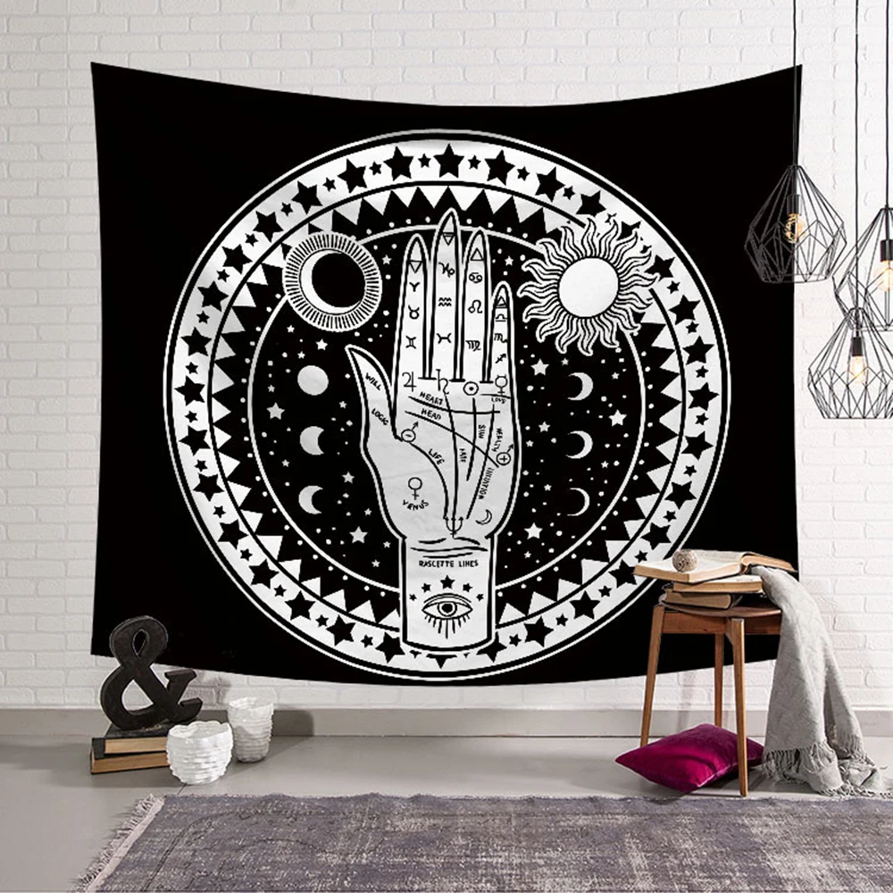 Sun Moon Psychedelic Хиппи гобелен небесное индийское солнце хиппи из полиэстера