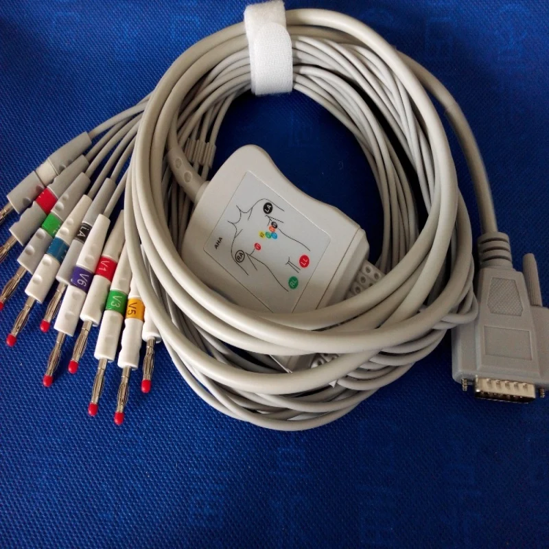 

Compatible For Nihon Kohden ECG-1250,ECG-1350 ECG EKG Cable with leadwires 10 leads Medical ECG Cable 4.0 Banana End AHA,TPU