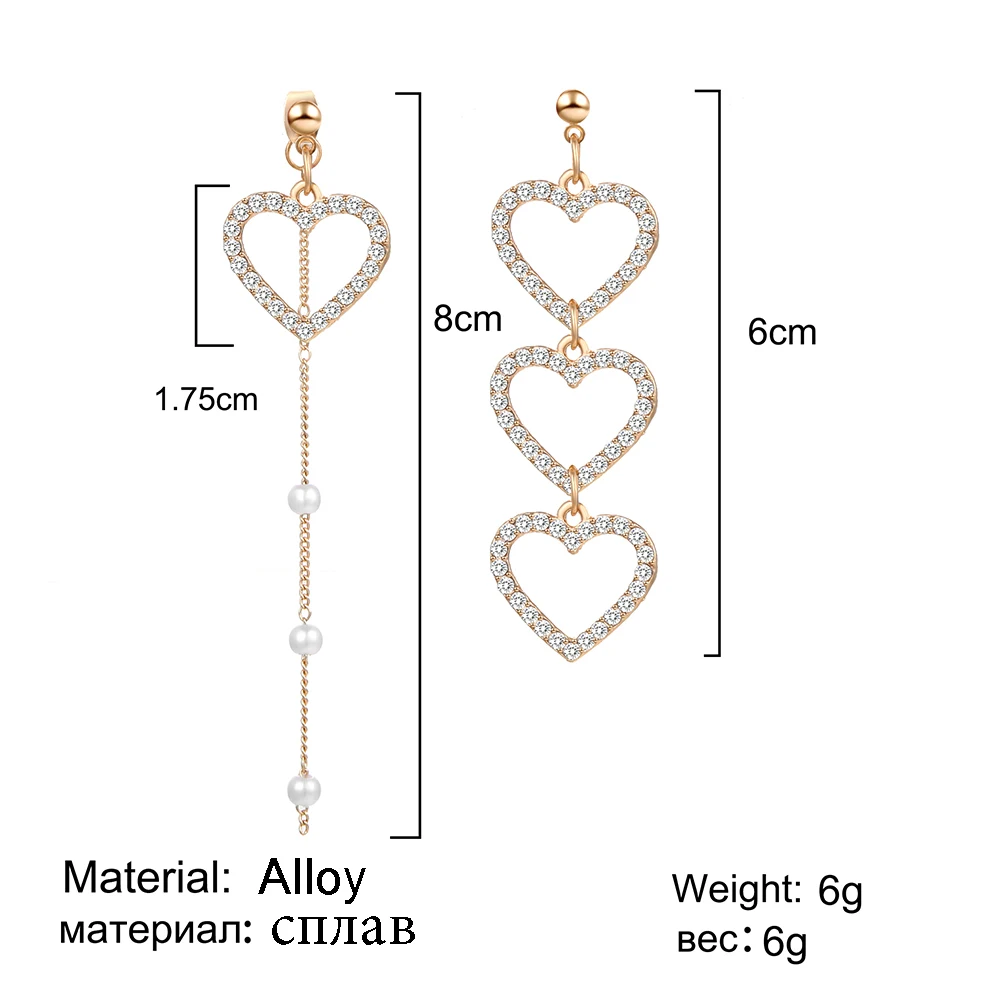 Серьги-подвески TMXK angel корейские модные серьги с кристаллами в форме сердца