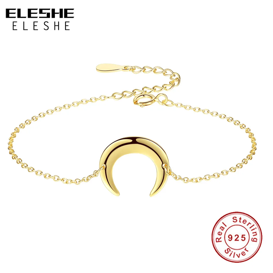Женский браслет с цепочкой ELESHE из настоящего серебра 925 пробы шармами желтого
