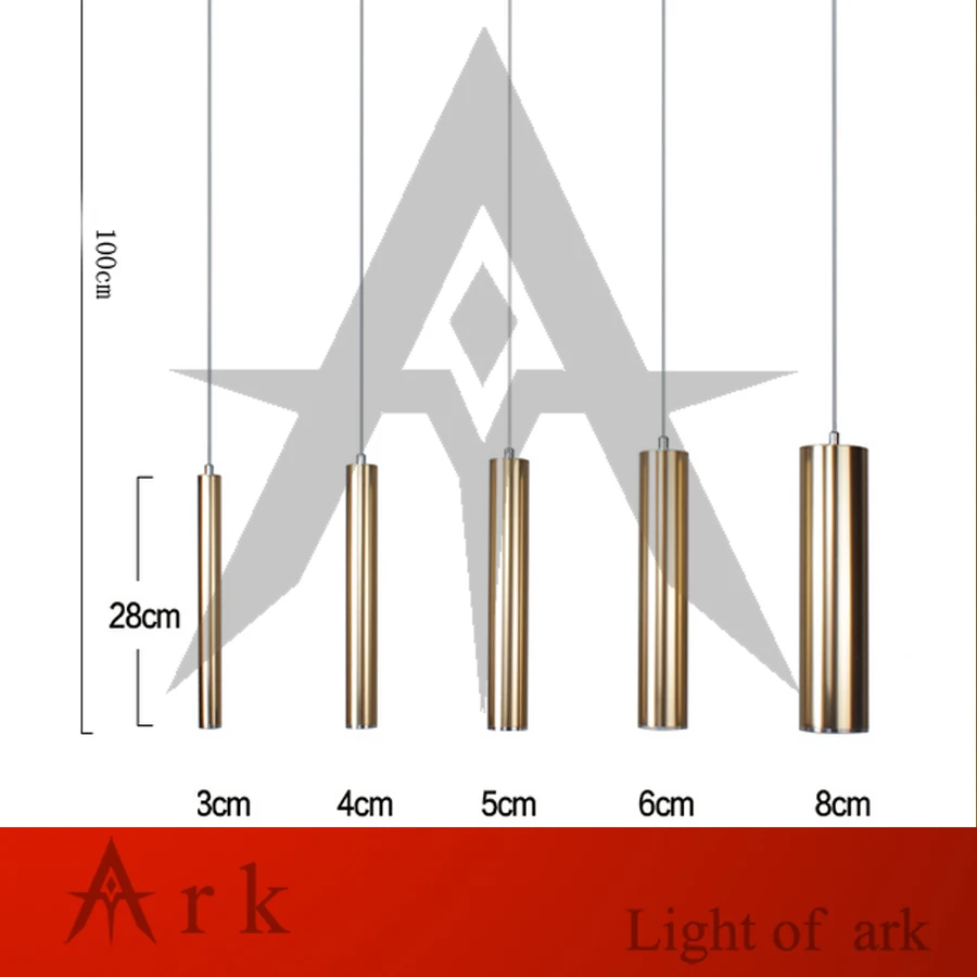 Подвесный светильник цилиндрической формы в форме зеркала золотого и