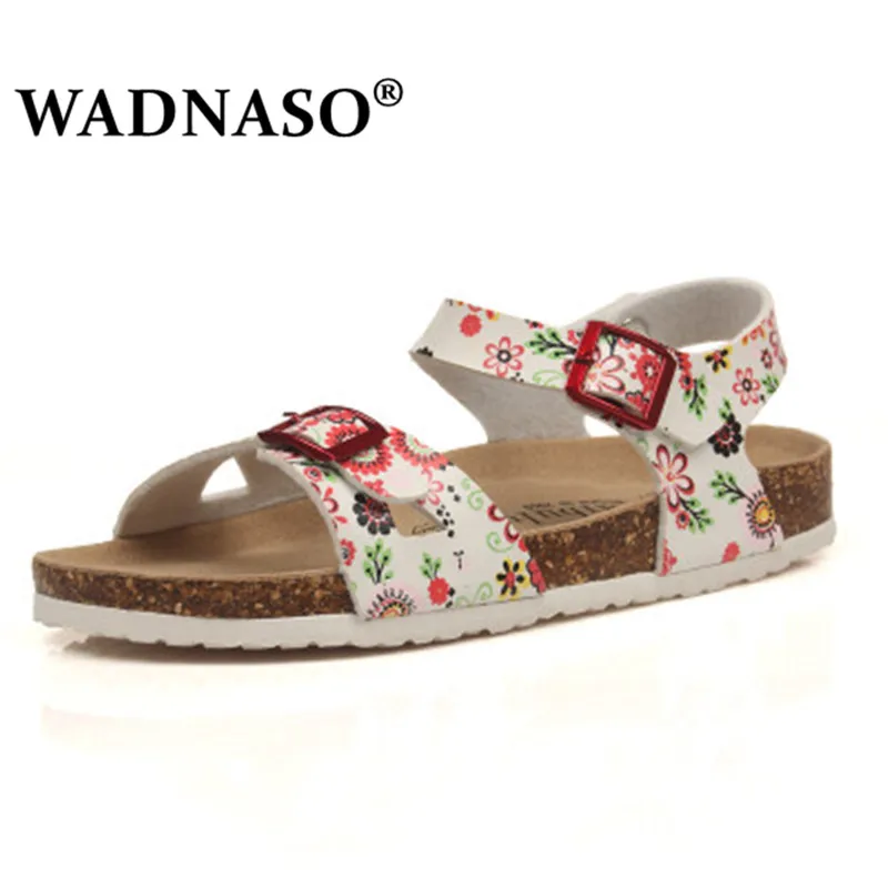 Fashion Double Buckle Cork Sandals Flats New Women Summer Beach Patchwork Casual Slipper Shoe drop Shipping pink black