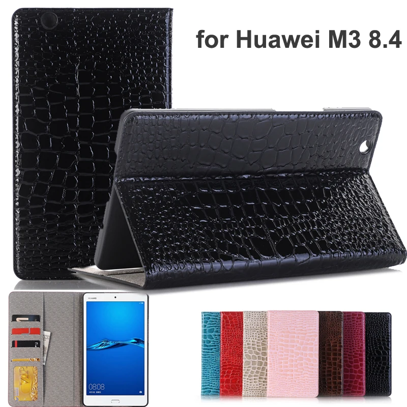 Роскошный чехол бумажник из крокодиловой искусственной кожи для Huawei Mediapad M3 8 4