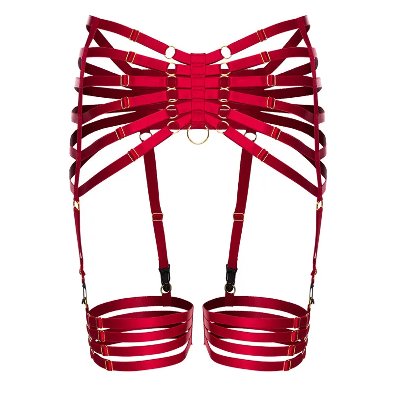 Красный пояс с резинками тела жгут бондаж чулки для подтяжек эластичная