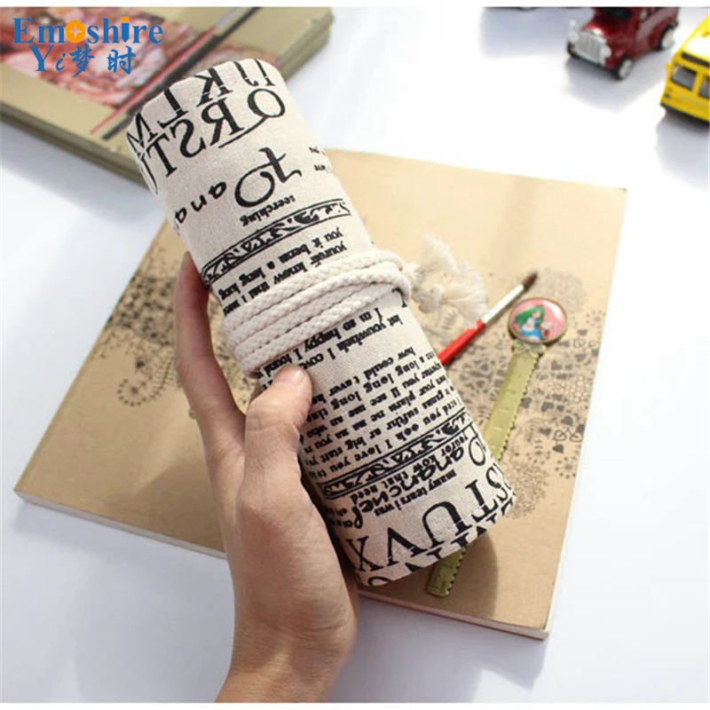 Холщовый чехол для карандашей ручной работы мужчин и женщин B067|stationery case|student pencil