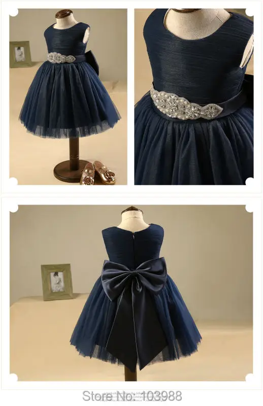 Темно синие трапециевидные Платья с цветочным принтом для девочек платье