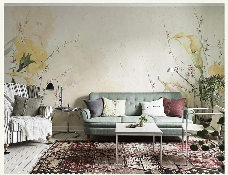 Ручная роспись Большие Пользовательские 3d настенные фрески обои для столовой