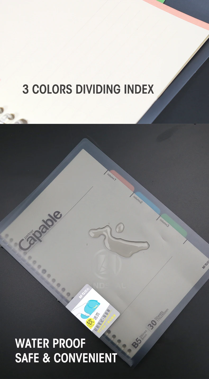 Andstal Super Soft Cover Loose Leaf Notebook M&G Notebooks Refillable 30 plus 60 sheets for office school supplies stationery
