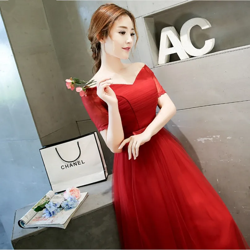 Цвет красного вина платье подружки невесты платья с вырезом лодочкой элегантные