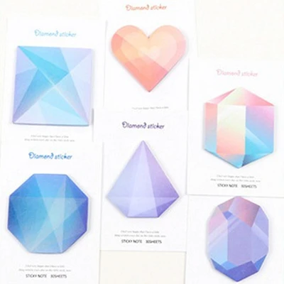 6 шт./лот Diamant Autocollants 30 Feuilles Bloc-notes Autocollantes градиент Couleur Note Post Papeterie Bureau Fournitures - Цвет: 6PCS Random