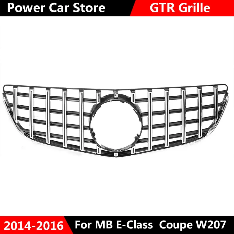 Chrome Silver W207 C207 гриль GTR GT R стиль хром черный автомобиль Передняя решетка решетки для Mercedes для Benz E Coupe W207- Гонки Грили - Цвет: Chrome Silver