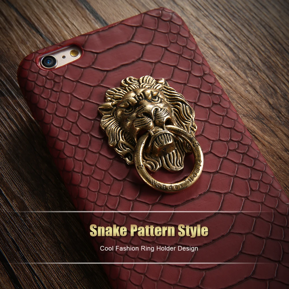 KISSCASE For iPhone X 7 8 Plus Cover Sexy Snake Skin Phone Case 6 6S 3D Lion Head Stand Funda |