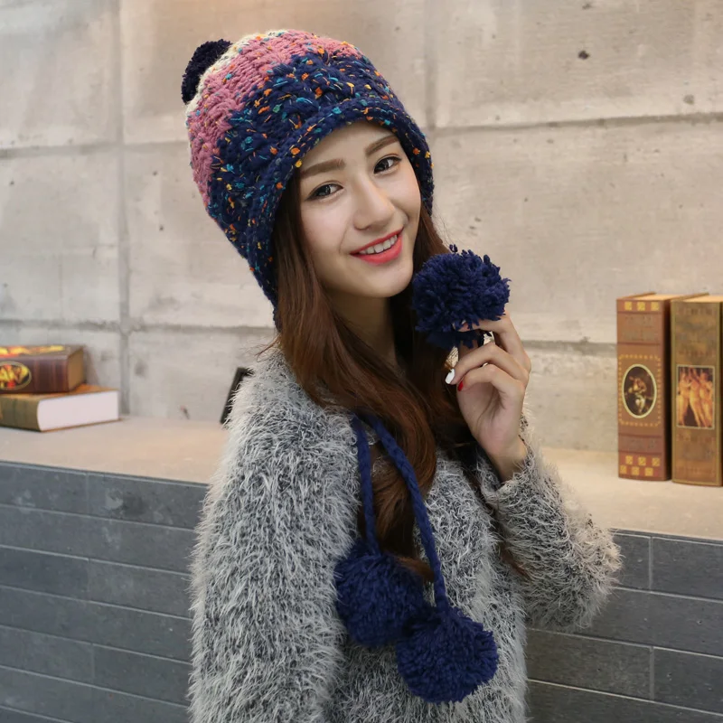 Зимняя шапка женская мода зима осень и вязаная термозащитная шапка|hat clip|hats winter