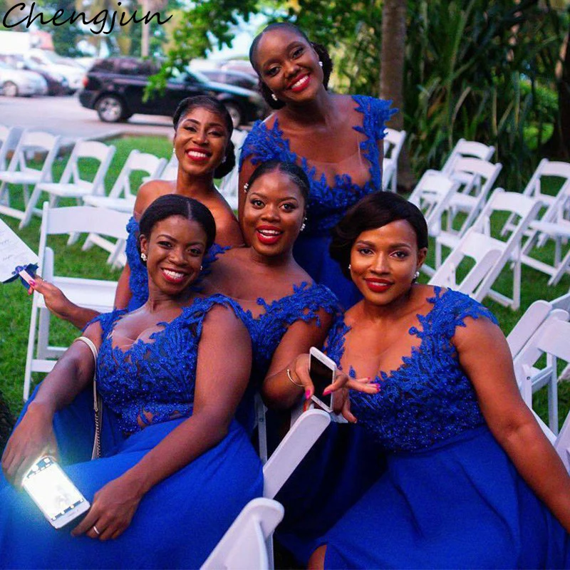 Chengjun королевский синий с высоким разрезом в пол бисерные сексуальные