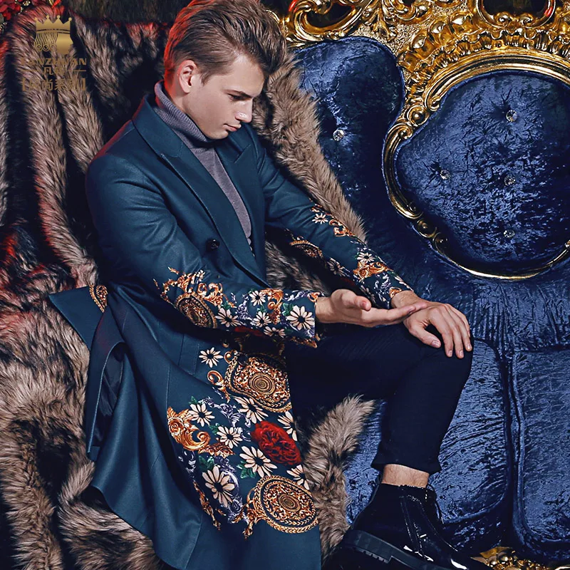 

Free Shipping fanzhuan New style 2017 fashion casual man male Winter Men's man long slim warm coat printed 710141 suit collar