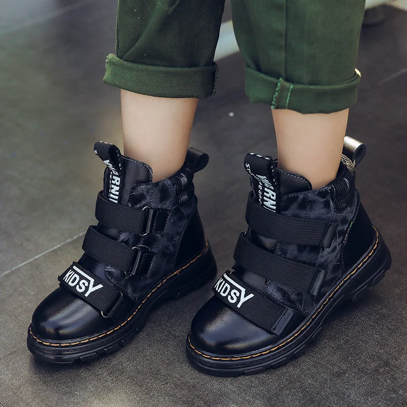 Winter Boys Boots Children Shoes Genuine Leather for Sneakers Ankle Martin Plush Warm Rubber Non-slip Kids Snow |