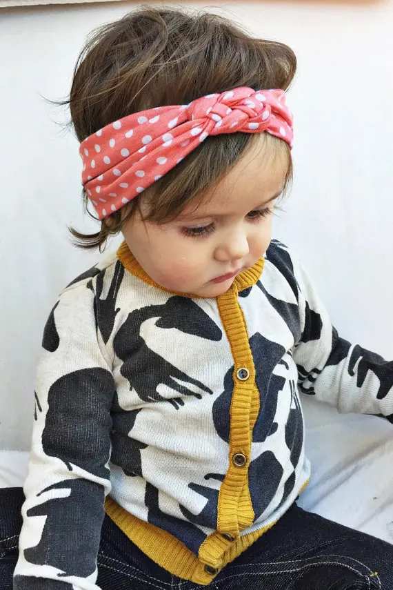 Детский топ в горошек с плетеным узлом для девочек скрученный тюрбан повязка на