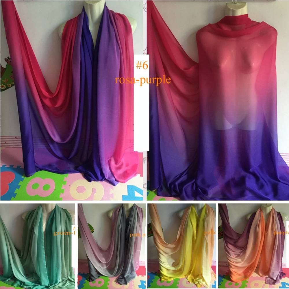 Чистый шелк шифон Материал Градиент Ombre шелковые ткани|ombre silk fabric|silk fabricchiffon material |
