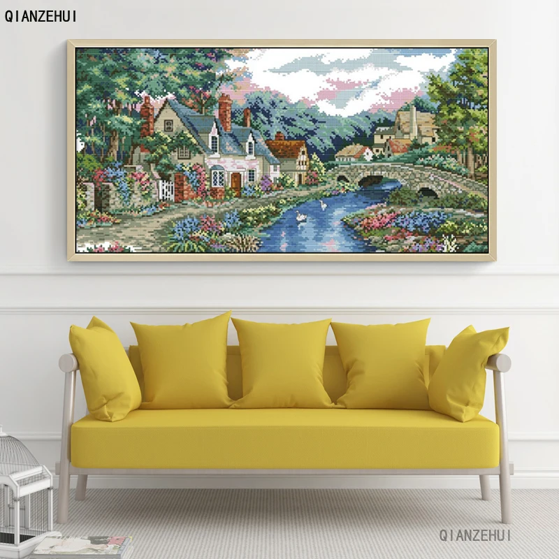 QIANZEHUI Набор для вышивки крестом дома|cross stitch|set for embroiderydiy cross stitch |