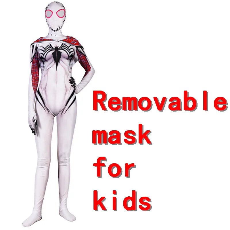 For kids Костюм паука Гвен Стейси косплей костюм Человека-паука Zentai боди костюм для детей и взрослых - Цвет: For kids