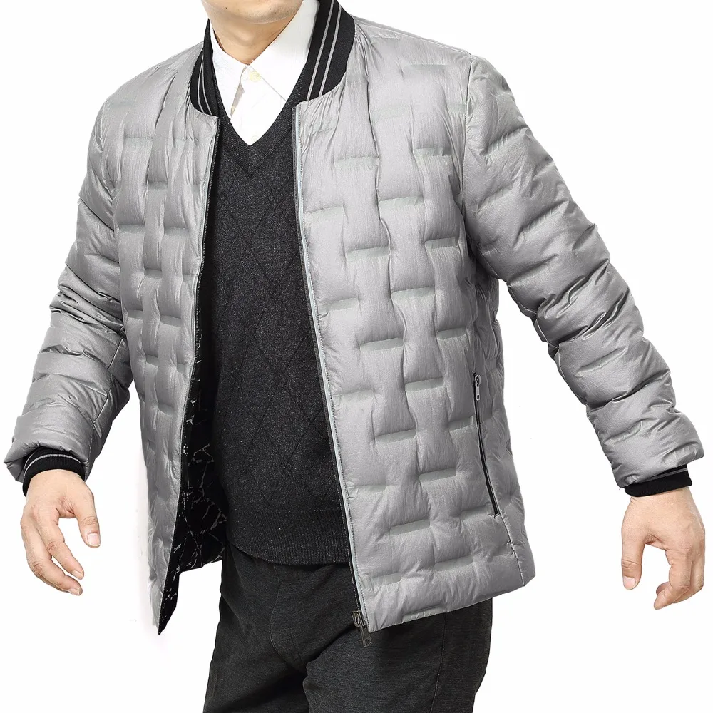 Большой размер мужские пуховики Зимние 90% белые с капюшоном ультра легкие теплая