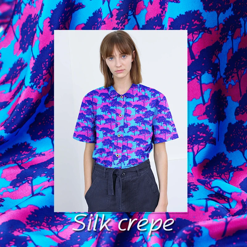 Летнее платье рубашка из 100% шелка с принтом в виде синих и фиолетовых рыбок 12 м