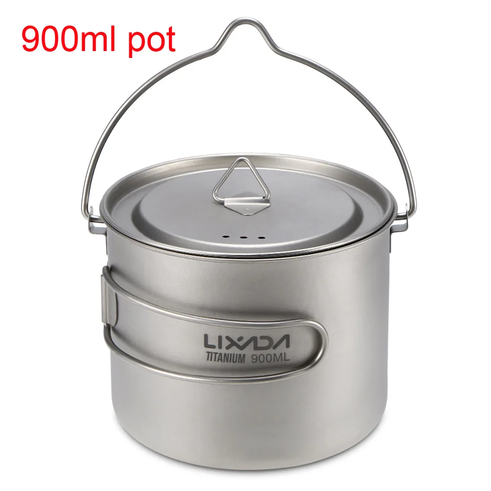 900ml pot 900 мл/1600 мл титановый подвесной горшок для кемпинга титановая чашка для воды с крышкой Складная ручка походная посуда для пикника - Цвет: 900ml pot