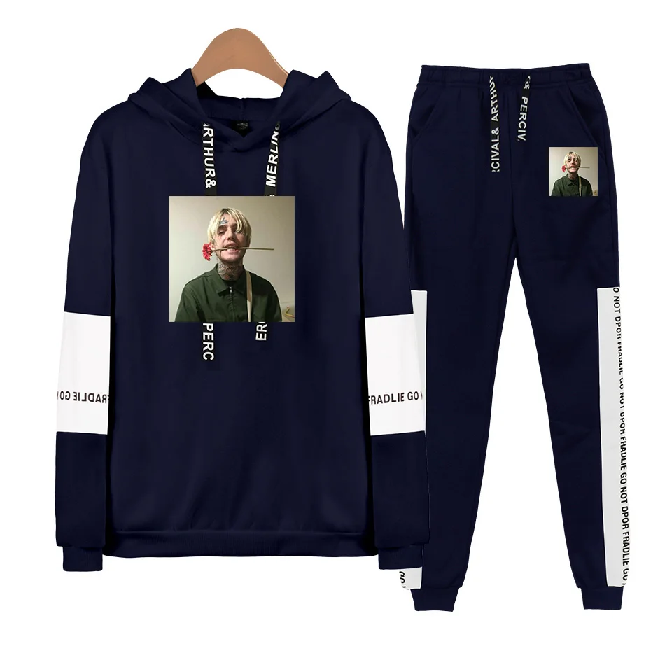 R I P Lil толстовка с открытым капюшоном+ спортивные костюмы для мужчин и женщин уличная хип-хоп Lil Открытый пуловер комплект из двух предметов осень-зима