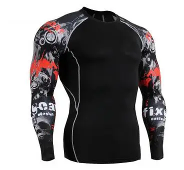 Мужская компрессионная футболка облегающая с длинным рукавом спортивная одежда