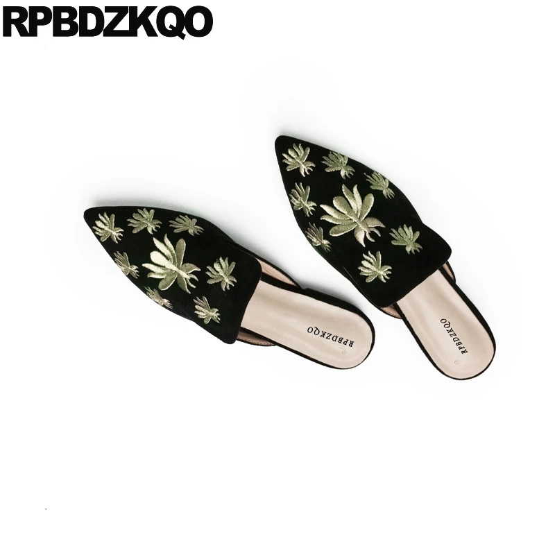 надевать вышивка пчела женщин сандалии Остроконечные удобный мулы вышитый Дамы