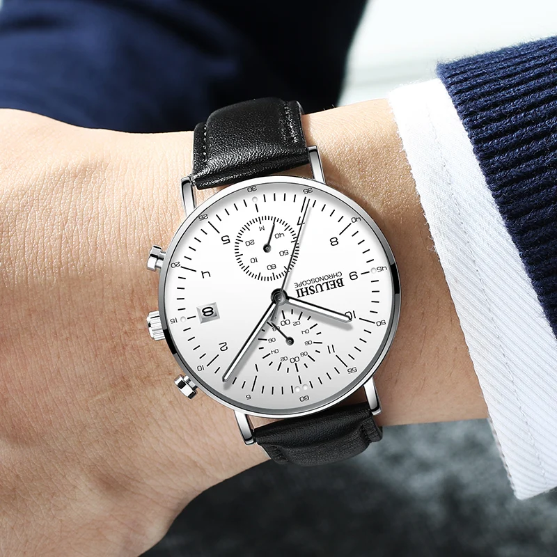 High Quality Men Watches Luminous Leather Casual Waterproof Quartz Watch Auto Date Male Clock Relojes Hombre Fashion 2019 | Наручные часы