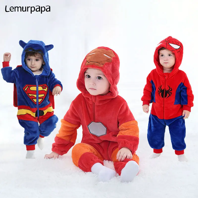 Детская одежда с животными Kugurumi супер герой комбинезон 0-3 лет одежда для малышей с героями мультфильмов для мальчиков и девочек Комбинезон на молнии фланель теплая дутая куртка для младенцев Kawaii костюм