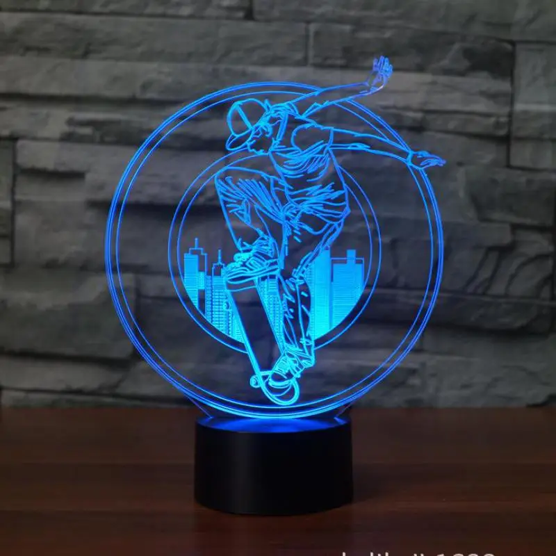 3d светодиодный ночник для скейтбординга мальчиков цветной светильник с