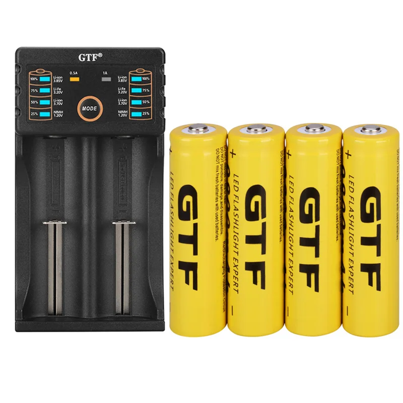 Белый Новая батарея 18650 3,7 V GTF 9800 MAH перезаряжаемая 18650 литий-ионная батарея для 14500 26650 18350 18650 батарея+ 1 шт зарядное устройство - Цвет: Белый
