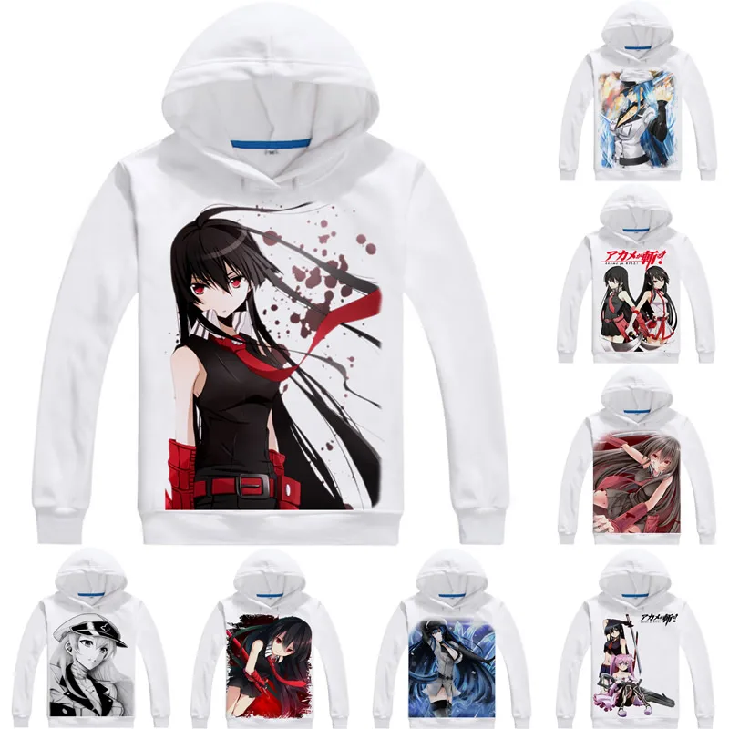 Coolprint Anime Hoodies Akame ga KILL 3D Hoodies Multi-style Long Sleeve Hooded Night Raid Akame Slashes Cosplay Sweatshirts