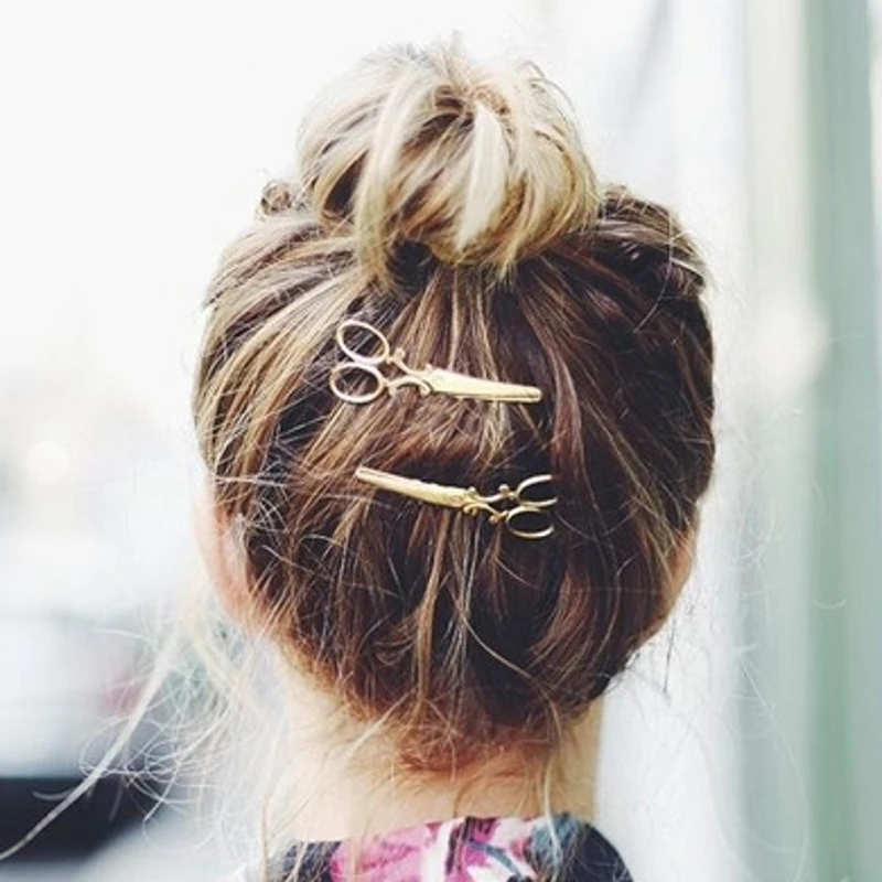 Заколки для волос 1 шт. в форме ножниц металлические аксессуары женщин и девушек