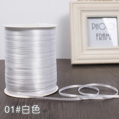 Белая сатиновая шелковая лента 3 мм 22 метра материал для упаковки рукоделия