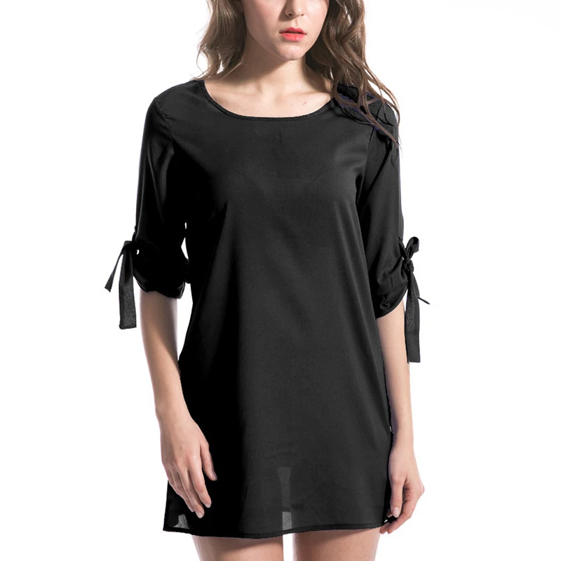 Women Chiffon Blouse Fashion Summer Long Bow Sleeve Shirts Casual Loose Tops Female Elegent Oversize Blouses Plus Size S-6XL | Женская