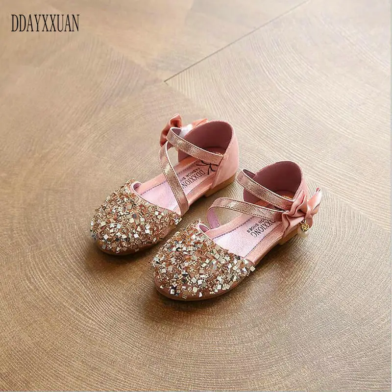 2021 New Fashion Children Sandals Shiny Sequins Glitter Shoes For Girls Spring Autumn Kids Princess Dance Party EU 21-36 | Детская