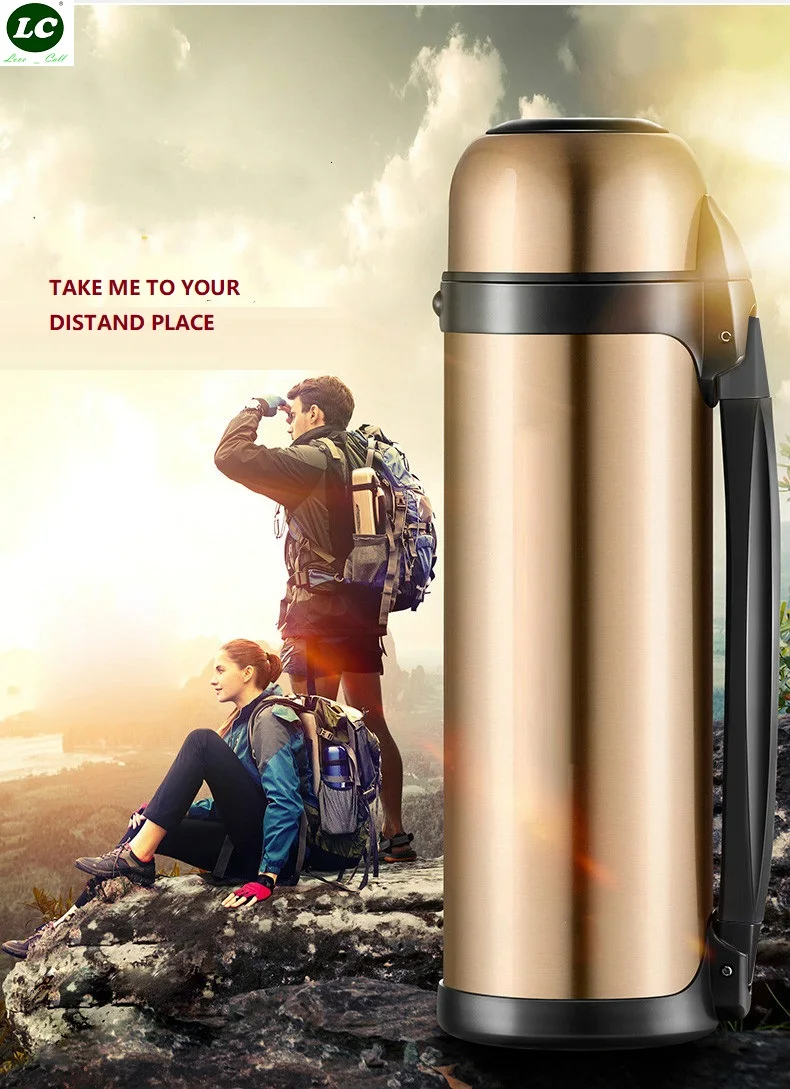 

1100ml Outdoor Travel Water Kettle heat preservation Kettle Car Portable Thermos Bottle Stainless Vacuum Travel Watering Can