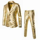 Пиджак + брюки, мужской деловой костюм, золотой, серебряный, черный, приталенный смокинг