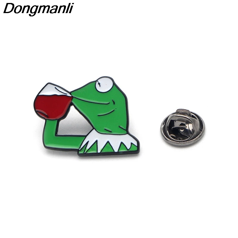 P2139 Dongmanli ювелирные изделия милые лягушонок Кермит шпильки металлический значок эмаль брошь высокого качества лучший подарок