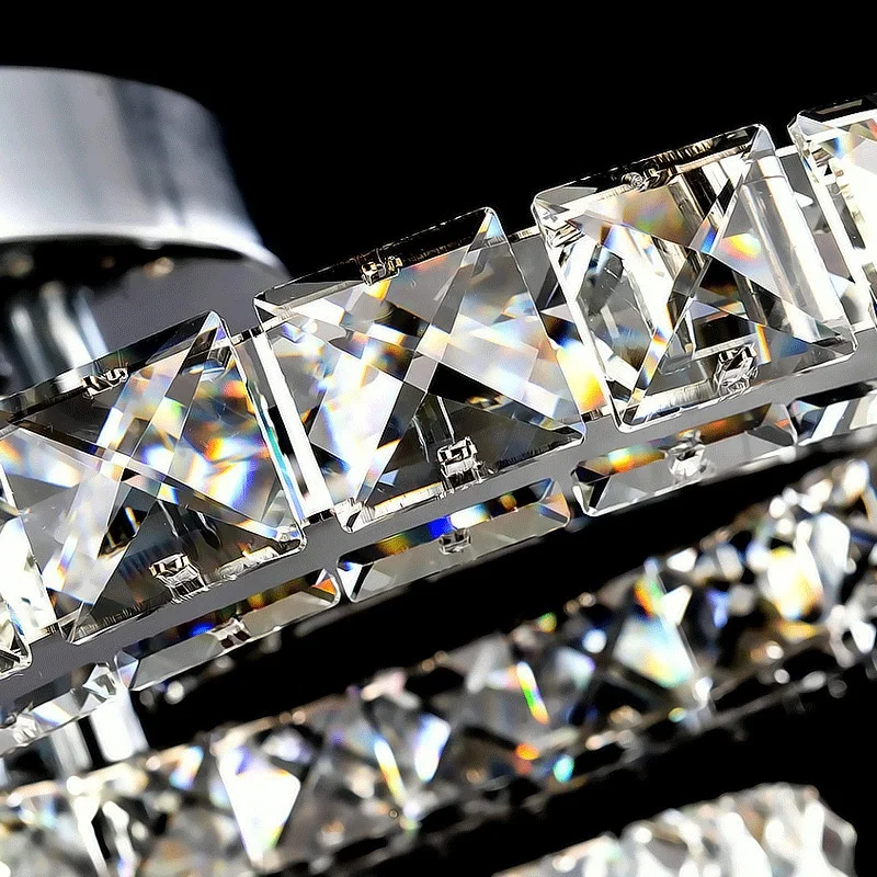 Хромовое кольцо Хрустальный светодиодный потолочный светильник для гостиной